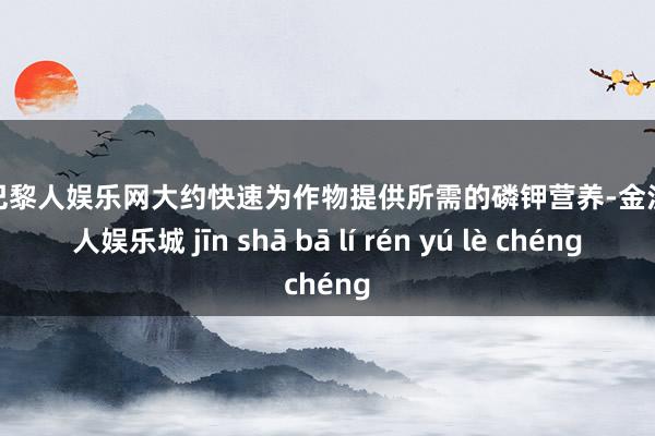 金沙巴黎人娱乐网大约快速为作物提供所需的磷钾营养-金沙巴黎人娱乐城 jīn shā bā lí rén yú lè chéng