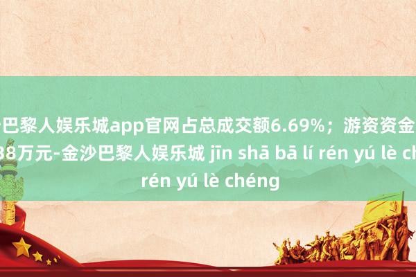 金沙巴黎人娱乐城app官网占总成交额6.69%；游资资金净流入9.38万元-金沙巴黎人娱乐城 jīn shā bā lí rén yú lè chéng