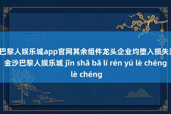 金沙巴黎人娱乐城app官网其余组件龙头企业均堕入损失泥沼-金沙巴黎人娱乐城 jīn shā bā lí rén yú lè chéng